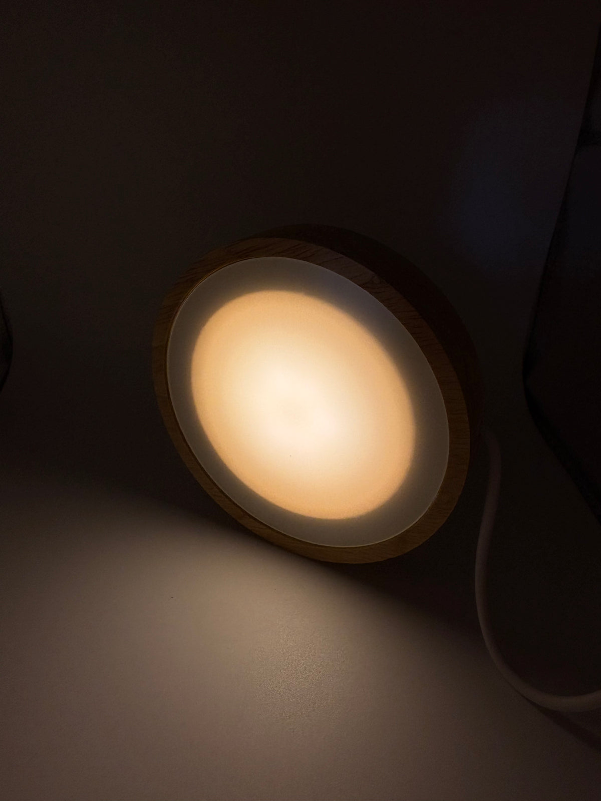 Personlig LED-lampe i træ & glas med eget billede